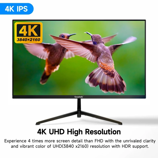 Alt view image 3 of 7 - 27 Inch 4K Monitor IPS 60Hz, UHD 3840 x 2160p PC Monitors, Computer Dispaly for Home & Office, Support HDMI & DP, Wall Mount Compatible