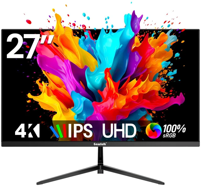 Main image of 27 Inch 4K Monitor IPS 60Hz, UHD 3840 x 2160p PC Monitors, Computer Dispaly for Home & Office, Support HDMI & DP, Wall Mount Compatible