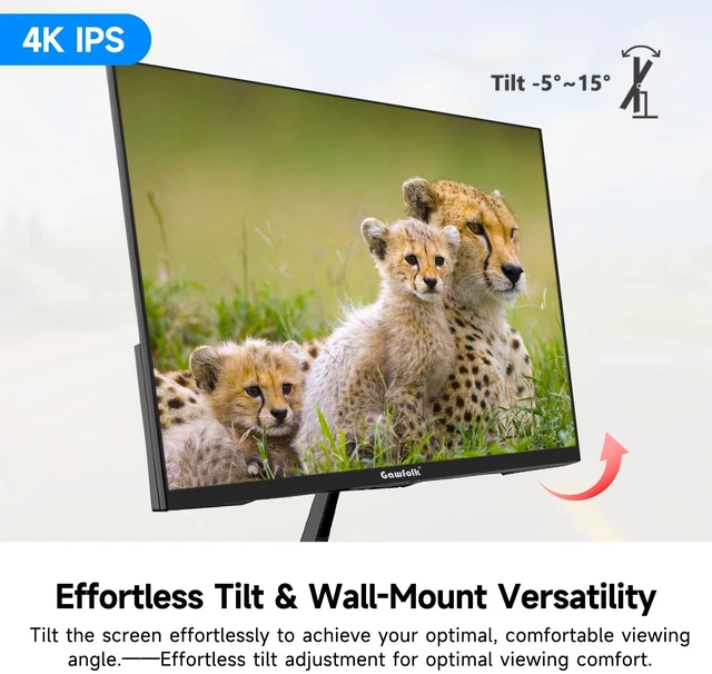 Alt view image 4 of 7 - 27 Inch 4K Monitor IPS 60Hz, UHD 3840 x 2160p PC Monitors, Computer Dispaly for Home & Office, Support HDMI & DP, Wall Mount Compatible
