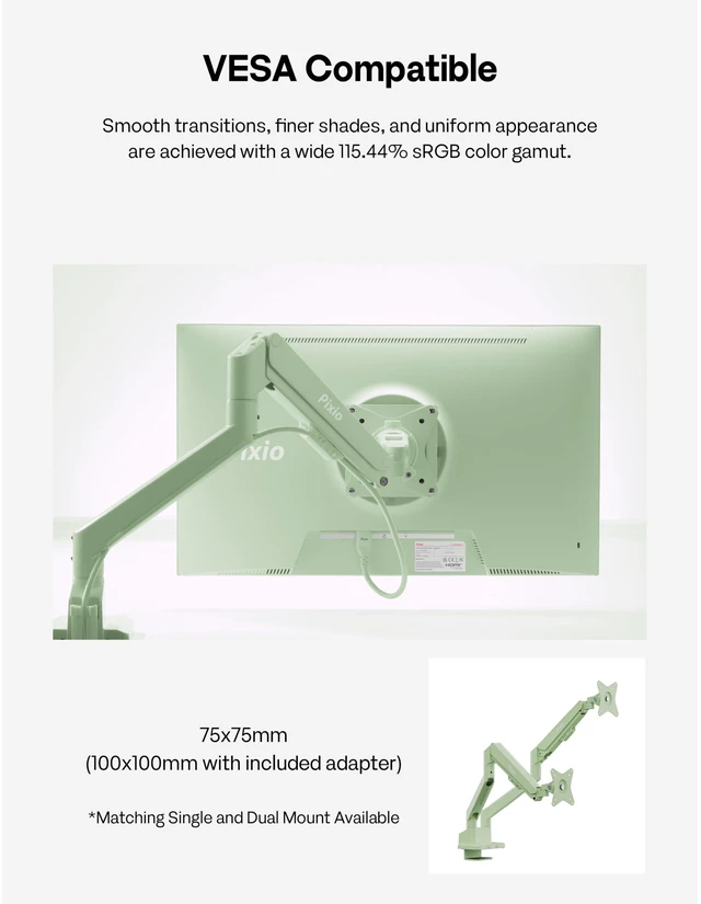Alt view image 7 of 7 - PX246 Wave Mint Green 24 inch 120Hz Refresh Rate FHD 1080p Resolution IPS Panel 4ms GTG Response Time Gaming Monitor with Adaptive Sync