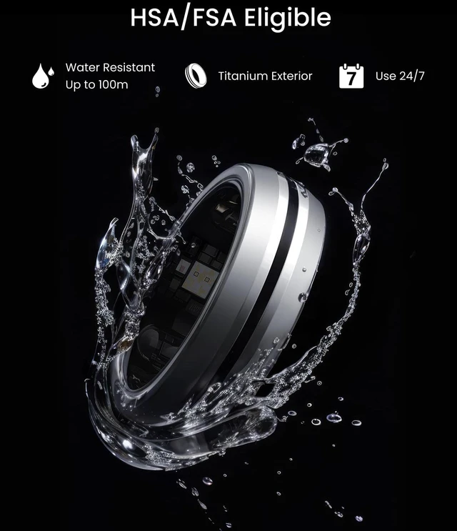 Alt view image 6 of 7 - Lynx Smart Ring-All Day Sleep & Activity Tracking, Includes Charging Case, Gifts for Men, 7-Day Battery Life, Subscription-Free App for iOS & Android, Size Before You Buy (Silver, Size 8)