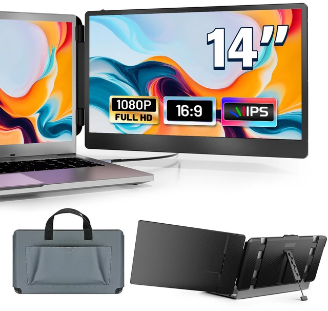 Main image of 14" Laptop Monitor Extender, FHD 1080P IPS Dual Laptop Screen Extender, HDMI/USB-A/Type-C Plug and Play for Windows, Mac, Chrome, Android, Xbox, Switch, PS5, Work with 13.3-17 Laptops