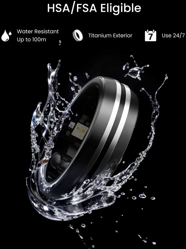 Alt view image 6 of 7 - Lynx Smart Ring-All Day Sleep & Activity Tracking, Includes Charging Case, Gifts for Men, 7-Day Battery Life, Subscription-Free App for iOS & Android, Size Before You Buy (Black, Size 6)