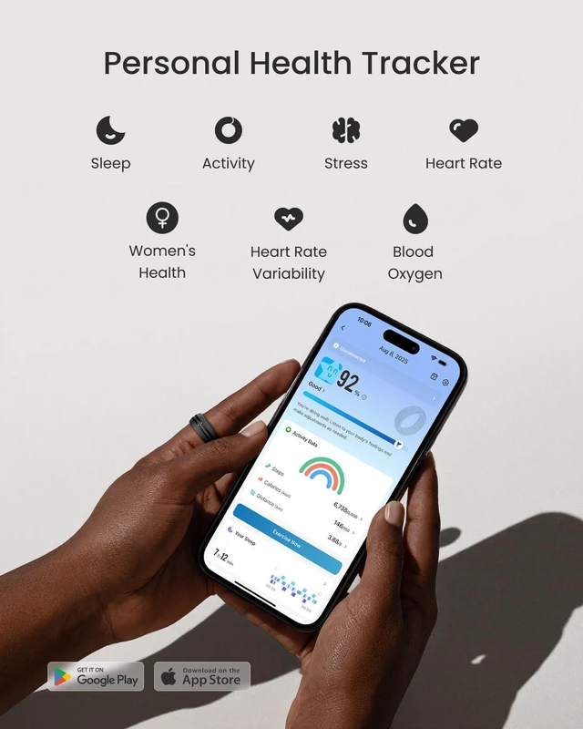 Alt view image 4 of 7 - Lynx Smart Ring-All Day Sleep & Activity Tracking, Includes Charging Case, Gifts for Men, 7-Day Battery Life, Subscription-Free App for iOS & Android, Size Before You Buy (Black, Size 6)