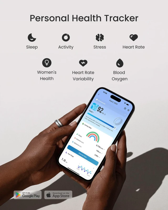 Alt view image 4 of 7 - Lynx Smart Ring-All Day Sleep & Activity Tracking, Includes Charging Case, Gifts for Men, 7-Day Battery Life, Subscription-Free App for iOS & Android, Size Before You Buy (Silver, Size 8)