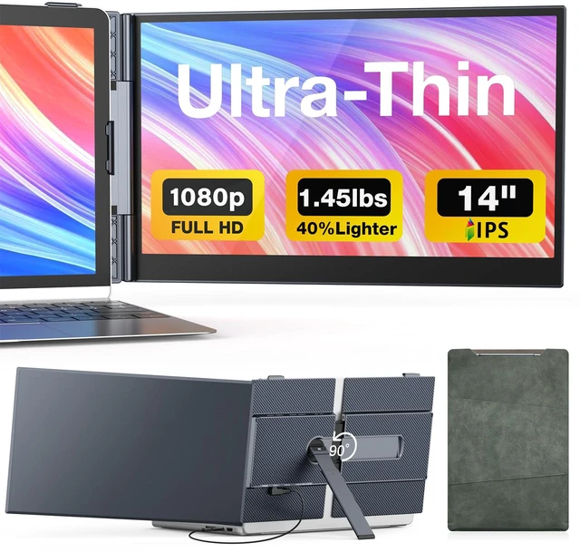 Main image of Laptop Screen Extender, 14" Ultra-Thin & Lightweight Portable Monitor, 1080P FHD IPS Second Screen, Plug and Play, Laptop Monitor Extender Compatible for Mac/Win Laptops 13-17 Inch
