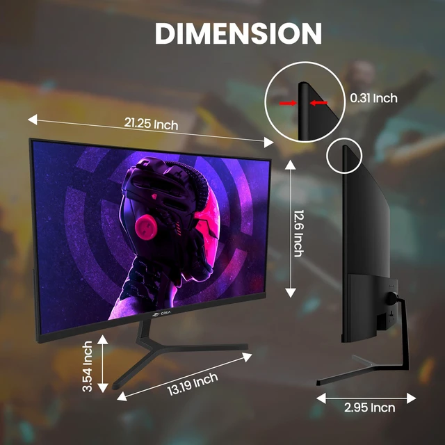 Alt view image 6 of 7 - 24 Curved Gaming Monitor, 180Hz/144Hz FHD 1080P, Support 120% sRGB, AMD FreeSync, Low Motion Blur, Wall Mount Installs Compatible, for Office and Games(HDMI 1.4 & DP 1.2) Black