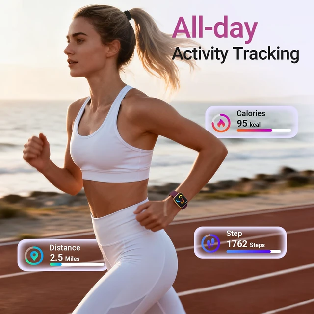 Alt view image 4 of 7 - Smart Watch for Women, 1.85" AMOLED Fitness Tracker with Bluetooth Call, Heart Rate/Sleep/SPO Monitor, 100+ Sports Modes, 3ATM Waterproof Smartwatch for Android/iPhone, Includes 2 Bands