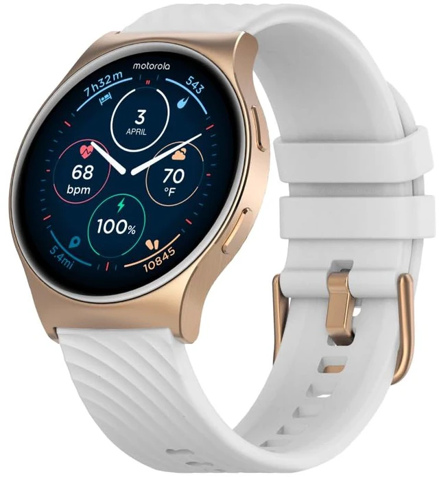 Main image of Moto Watch 120 - Premium Bluetooth Smartwatch with AMOLED Display, 10-Day Battery, Heart Rate & SpO2 Tracking, Fitness & Health Monitoring, Compatible with Android and iPhone - Rose Gold