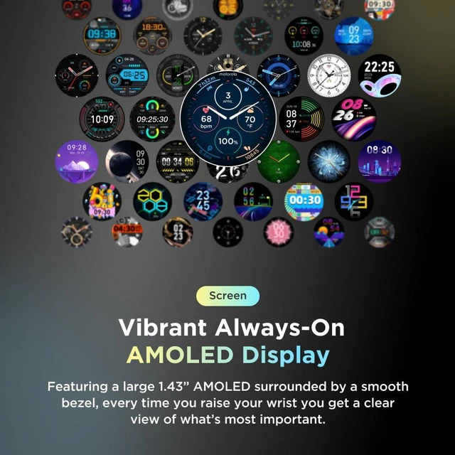 Alt view image 6 of 7 - Moto Watch 120 - Premium Bluetooth Smartwatch with AMOLED Display, 10-Day Battery, Heart Rate & SpO2 Tracking, Fitness & Health Monitoring, Compatible with Android and iPhone - Rose Gold