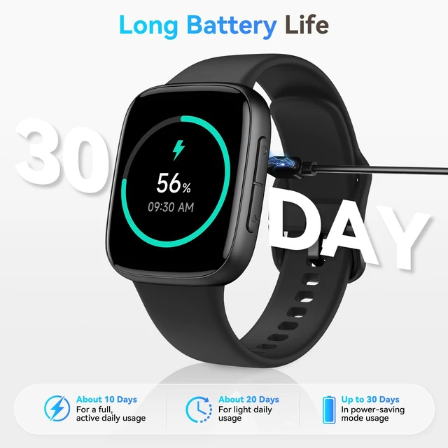 Alt view image 7 of 7 - Smart Watch for Men/Women, Answer/Make Call, 1.85" AMOLED Always-On Screen Compatible iPhone/Android, Fitness Tracker with Heart Rate/Sleep/SpO2 Monitor, 120+ Sport Mode, 3ATM Waterproof, 2 Bands