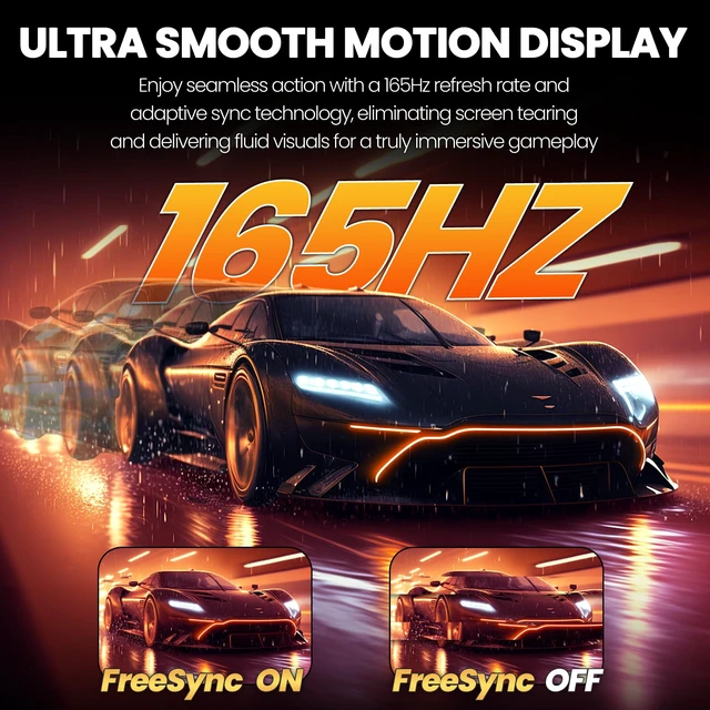 Alt view image 4 of 7 - 34'' White Gaming Monitor, 165HZ/144HZ, WQHD(3440x1440P) IPS UltraWide Screen Computer Monitors with Built-in Speakers, Supports FreeSync, 120% sRGB, HDMI 2.0 & DP 1.4, Wall Mountable Installs