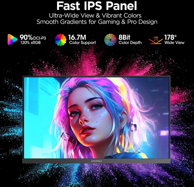 Alt view image 6 of 7 - 24" Gaming Monitor,180Hz 1ms Fast IPS Monitor, 1440P HDR400 Display, 90% DCI-P3 Color Gamut, Adaptive Sync, Slim Frame, VESA Mountable, HDMI 2.0, DP 1.4, G2421V