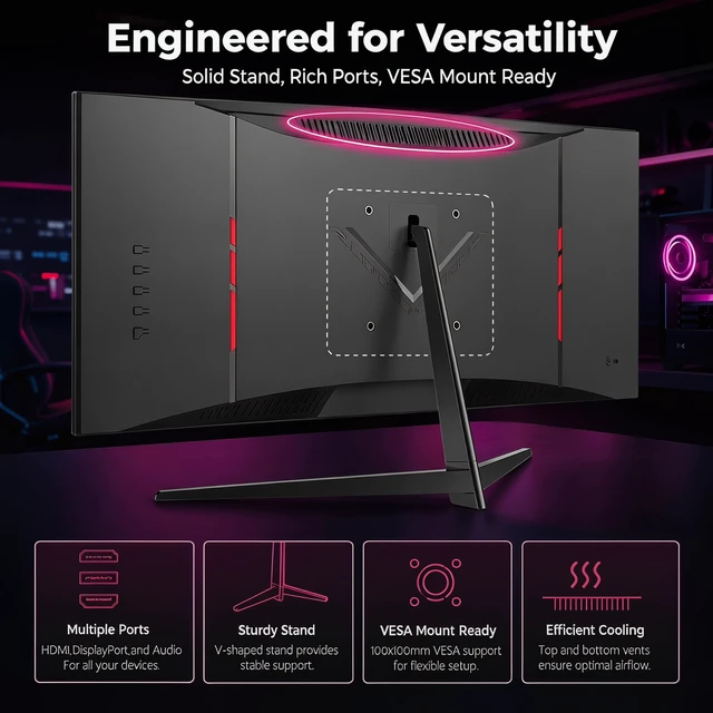 Alt view image 5 of 7 - 32 Inch 4K UHD (3840 x 2160) Monitor, PC Monitor 60Hz, Computer Monitor, HDR 10, DP HDMI VESA