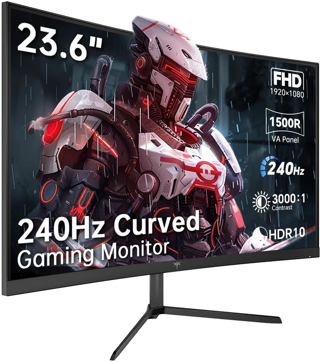 Main image of 24 Inch 240Hz Curved Gaming Monitor, FHD 1080p 1500R 1ms Computer Monitor, Adaptive Sync, 3000:1 Contrast, HDR Support, HDMI 2.0 & DP 1.4, Low Blue Light, Tilt, VESA, H24S17P