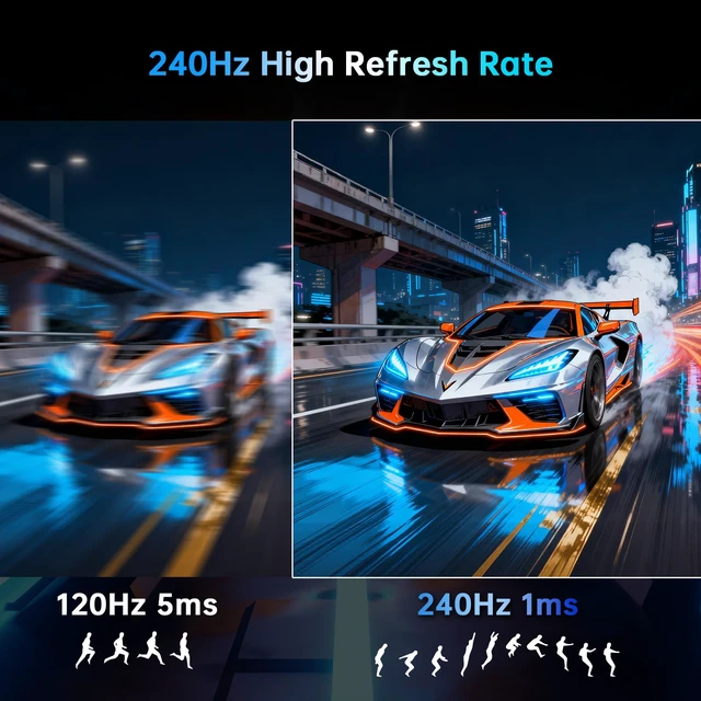 Alt view image 2 of 7 - 24 Inch 240Hz Curved Gaming Monitor, FHD 1080p 1500R 1ms Computer Monitor, Adaptive Sync, 3000:1 Contrast, HDR Support, HDMI 2.0 & DP 1.4, Low Blue Light, Tilt, VESA, H24S17P