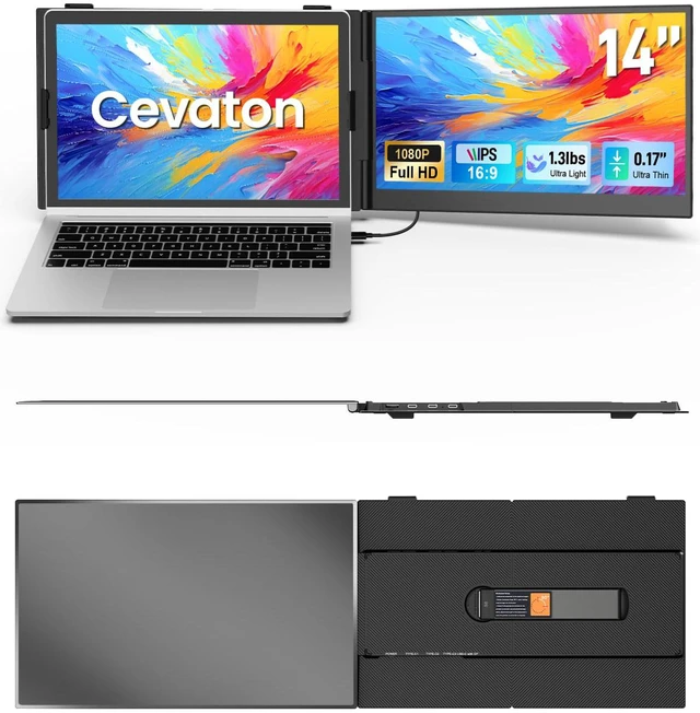 Main image of Laptop Screen Extender, 14.1" Ultra-Slim & Lightweight Portable Monitor for 13"-17" Laptops, 1080P FHD Dual Monitor, One Cable Connection, Compatible with Wins/Mac/Android/Linux/Chrome
