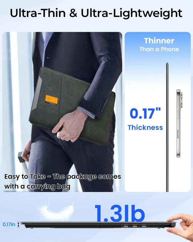 Alt view image 3 of 7 - Laptop Screen Extender, 14.1" Ultra-Slim & Lightweight Portable Monitor for 13"-17" Laptops, 1080P FHD Dual Monitor, One Cable Connection, Compatible with Wins/Mac/Android/Linux/Chrome