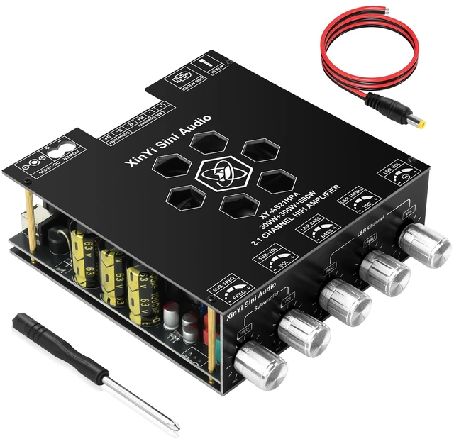Main image of AS21HPA 2.1 Channel Bluetooth Amplifier Board, 300W*2+600W Peak Power Home Audio Amplifier Board, Amp Wide Voltage Input 19-51V,Supports USB/AUX/BT Input for DIY Wireless Speaker
