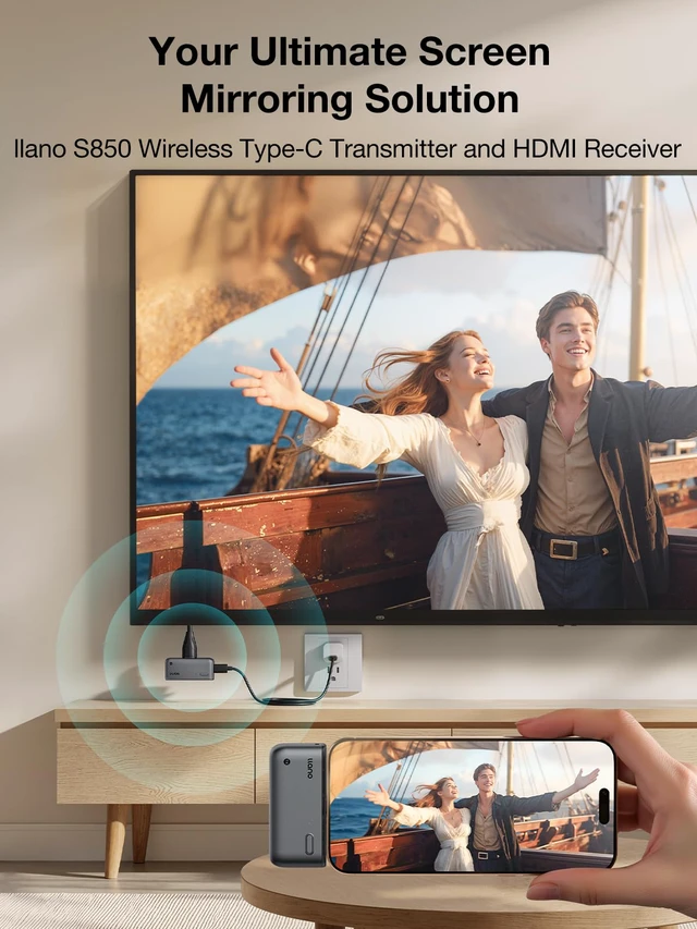 Alt view image 2 of 4 - S850 Upgraded Type-C Wireless HDMI Transmitter and Receiver, 50M, Ultra 4K Decode Input 1080P@60Hz Output, Plug&Play 5G+2.4G and Audio for Phone/Tablet/Laptop/PC to Monitor/Projector/TV (Black)