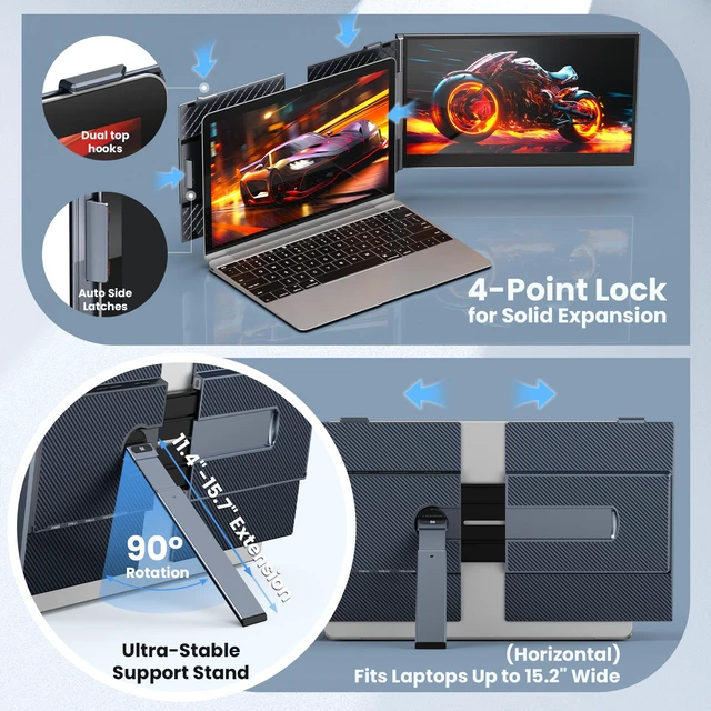 Alt view image 4 of 7 - Laptop Screen Extender, 14" Ultra-Thin & Lightweight Portable Monitor, 1080P FHD IPS Second Screen, Plug and Play, Laptop Monitor Extender Compatible for Mac/Win Laptops 13-17 Inch