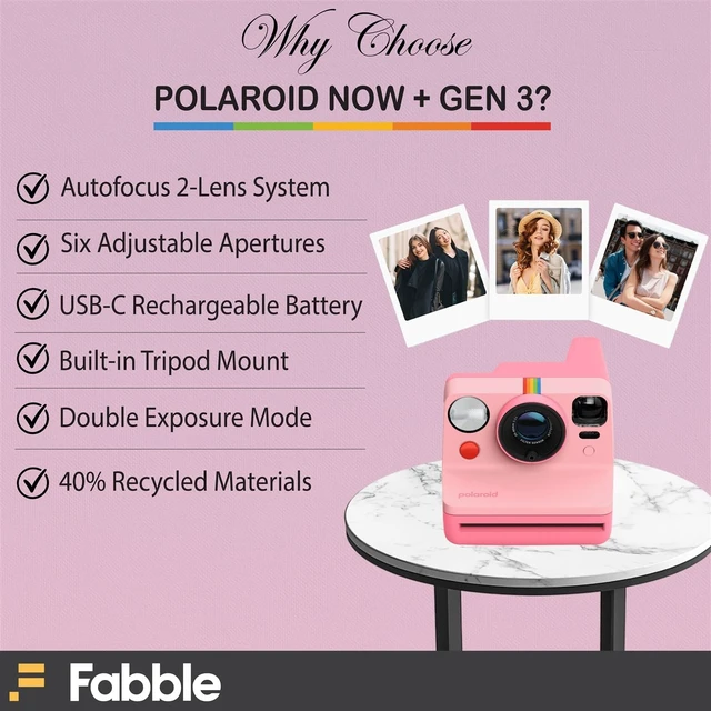 Alt view image 3 of 4 - Now Generation 3 I-Type Instant Camera (Pink) Bundle with Color I-Type Film (8 Exposures), Hard Protective Case, and Wrist Strap