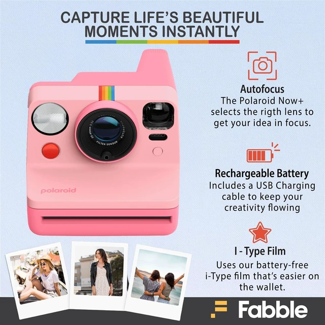 Alt view image 4 of 4 - Now Generation 3 I-Type Instant Camera (Pink) Bundle with Color I-Type Film (8 Exposures), Hard Protective Case, and Wrist Strap