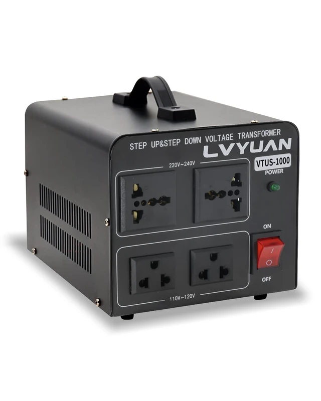 Main image of Voltage Converter Transformer 1000 Watt Step Up/Down Convert from 110V-120V to 220V-240Vt and from 220V-240V to 110V-120V with 2 US outlets, 2 Universal outlets, Resettable Circuit Breaker