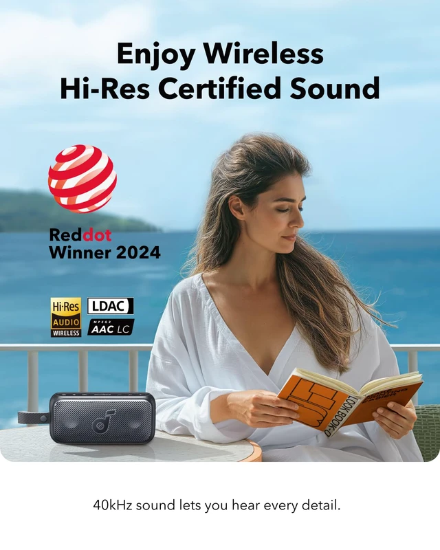 Alt view image 2 of 4 - Motion 300 by Anker, Bluetooth Speaker, Wireless Hi-Res Portable Speaker, IPX7 Waterproof, BassUp, Bluetooth 5.3, 30W Stereo Sound, 13H Playtime for Home, Shower, Outdoor, and Travel - Blue
