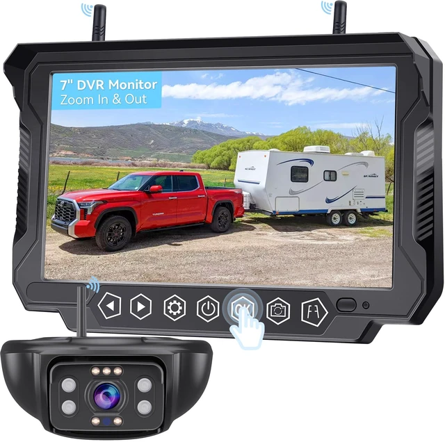 Main image of RV Backup Camera Wireless 7-inch for Furrion: Touchkey 4-Channel with Recording 1080P HD RV Rear View Camera Night Vision Waterproof Easy Install for Trailers, Boats, Fifth Wheels