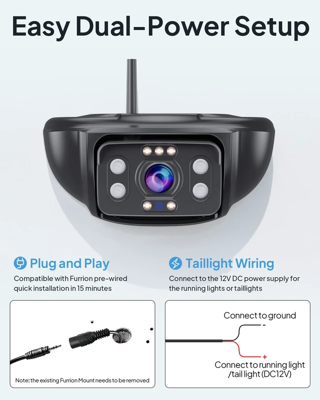 Alt view image 2 of 4 - RV Backup Camera Wireless 7-inch for Furrion: Touchkey 4-Channel with Recording 1080P HD RV Rear View Camera Night Vision Waterproof Easy Install for Trailers, Boats, Fifth Wheels