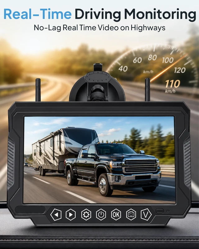 Alt view image 4 of 4 - RV Backup Camera Wireless 7-inch for Furrion: Touchkey 4-Channel with Recording 1080P HD RV Rear View Camera Night Vision Waterproof Easy Install for Trailers, Boats, Fifth Wheels