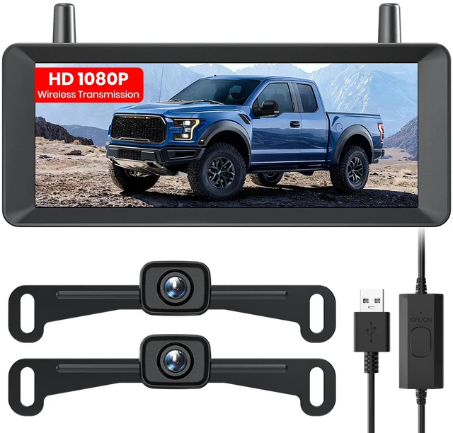 Main image of 2 Wireless Backup Camera: 7.2" USB-Powered Dual Split-Screen 1080P HD Monitor with DVR Recording, Front and Rear Coverage, Stable Signal, Back Up Camera for Pickup, Trailer, SUV
