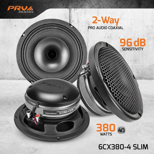 Alt view image 2 of 4 - 6.5" Shallow Coaxial Car Audio Speaker 2X 6CX380-4 Slim Loudspeakers with Built-in Tweeter Driver and Grill Included 380 Watts 4 Ohm (2 Speakers) Bundle