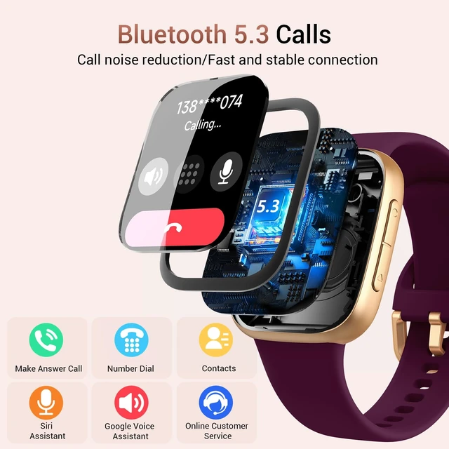Alt view image 3 of 6 - Smart Watch for Women/Men, Answer/Make Call, 1.85" AMOLED Always-On Screen Compatible iPhone/Android, Fitness Tracker with Heart Rate/Sleep/SpO2 Monitor, 120+ Sport Mode, 3ATM Waterproof, 2 Bands