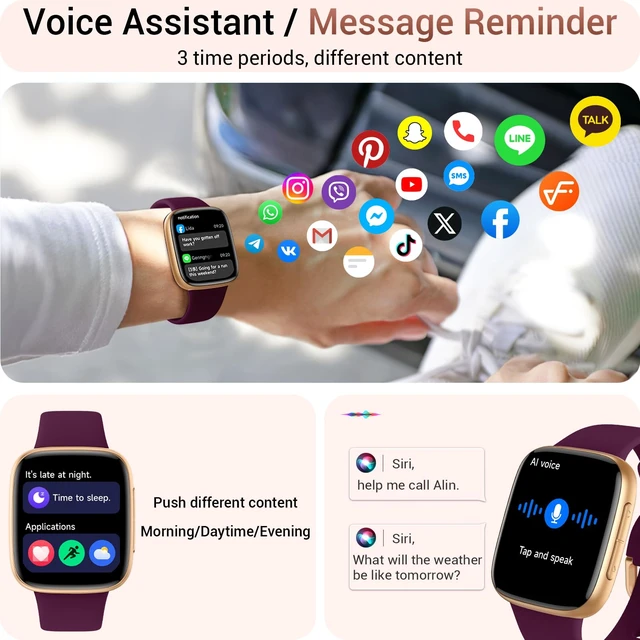 Alt view image 5 of 6 - Smart Watch for Women/Men, Answer/Make Call, 1.85" AMOLED Always-On Screen Compatible iPhone/Android, Fitness Tracker with Heart Rate/Sleep/SpO2 Monitor, 120+ Sport Mode, 3ATM Waterproof, 2 Bands