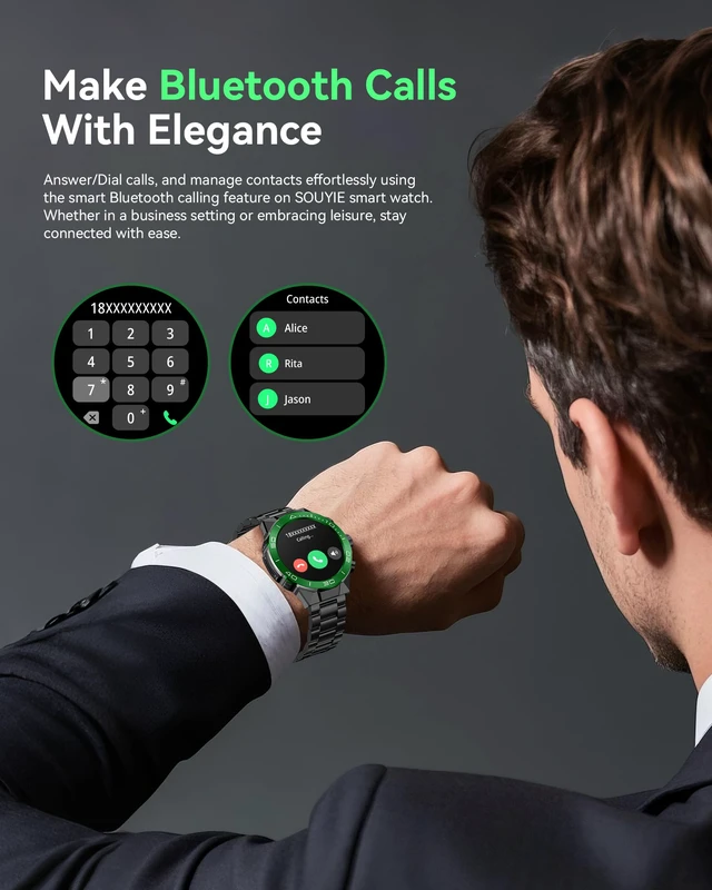 Alt view image 2 of 7 - Men's Luxury Smart Watch - 1.43" AMOLED Display Smartwatch with HD Bluetooth Calling, 400mAh 30-Day Battery, 100+ Sports Modes, Health Monitor with Metal/Silicone Straps for Android iPhone