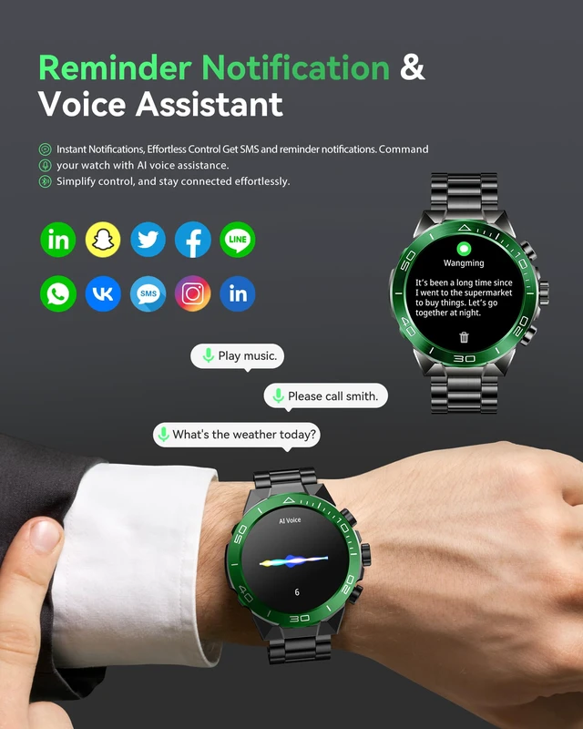 Alt view image 3 of 7 - Men's Luxury Smart Watch - 1.43" AMOLED Display Smartwatch with HD Bluetooth Calling, 400mAh 30-Day Battery, 100+ Sports Modes, Health Monitor with Metal/Silicone Straps for Android iPhone