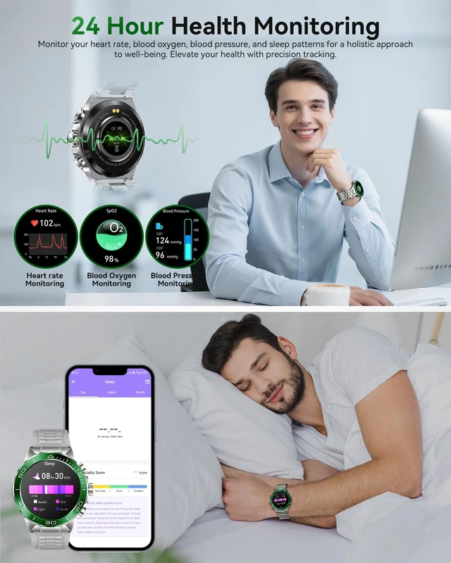 Alt view image 6 of 7 - Military Rugged Smart Watch for Men, AMOLED 1.43" HD Screen, Bluetooth Call Answer/Make, Blood Oxygen/Heart Rate/Sleep Tracker, 7-30 Day Battery, Waterproof Fitness Tracker for iOS Android