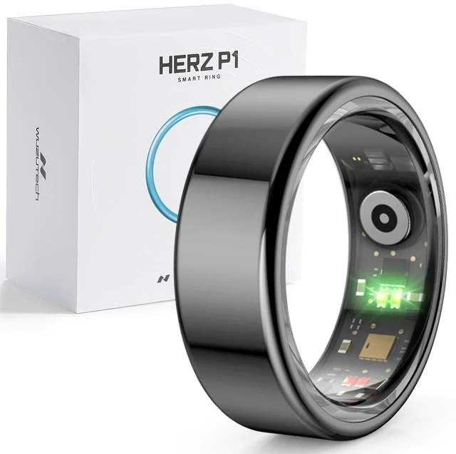 Main image of Herz P1 Smart Ring for Women & Men - (Size 12) 24/7 Health Metrics Fitness Ring, Tracks 20+ Biometrics, 6 Day Battery Life, Waterproof Stainless Steel, Free APP for iOS Android, No Subscription