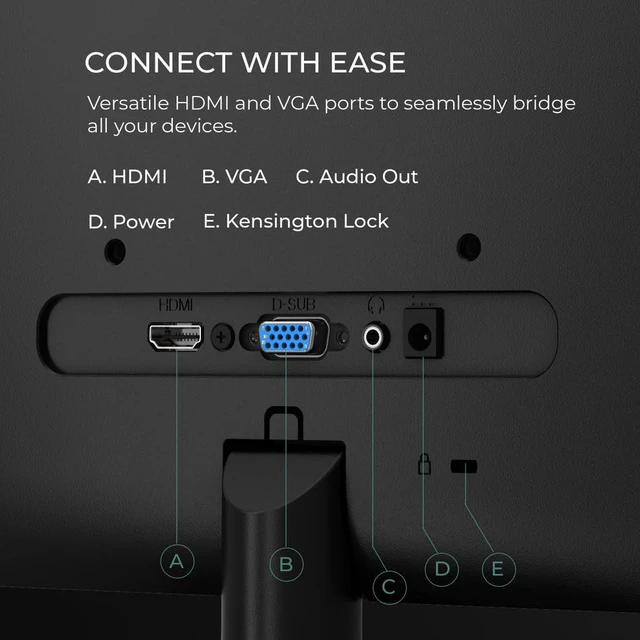 Alt view image 2 of 5 - 22B2HM2 22" Full HD (1920 x 1080) 100Hz LED Monitor, Adaptive Sync, VGA x 1, HDMI x 1, Flicker-Free, Low Blue Light, HDR Ready, VESA, Tilt Adjust, Earphone Out, Eco-Friendly