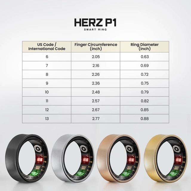Alt view image 2 of 7 - Herz P1 Smart Ring for Women & Men - (Size 6) 24/7 Health Metrics Fitness Ring, Tracks 20+ Biometrics, 6 Day Battery Life, Waterproof Stainless Steel, Free APP for iOS Android, No Subscription