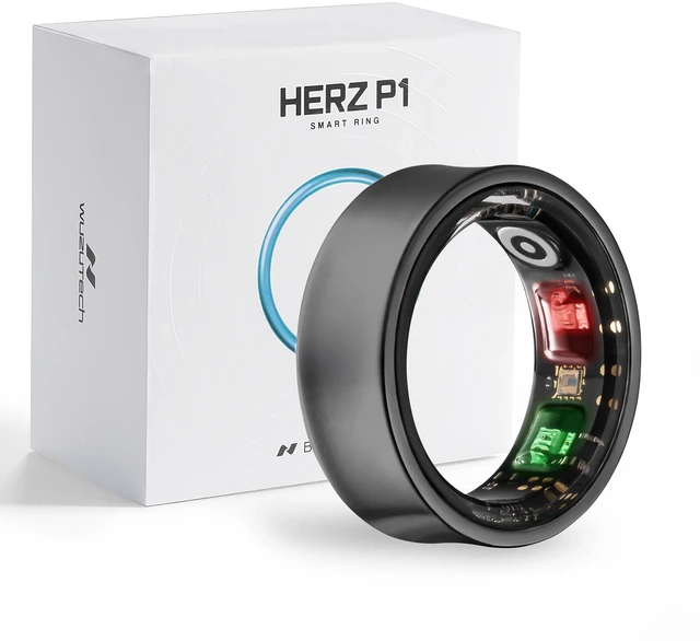 Main image of Herz P1 Smart Ring for Women & Men - (Size 6) 24/7 Health Metrics Fitness Ring, Tracks 20+ Biometrics, 6 Day Battery Life, Waterproof Stainless Steel, Free APP for iOS Android, No Subscription