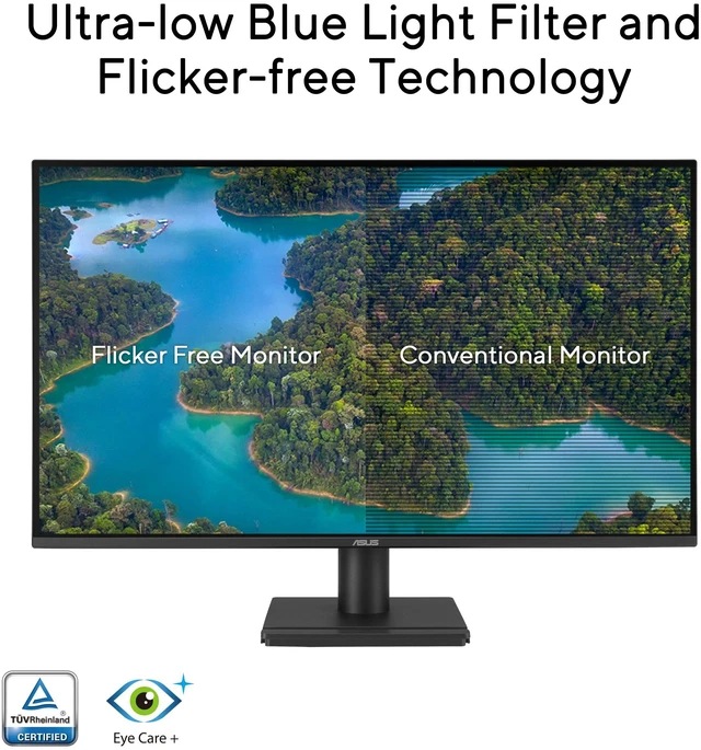 Alt view image 4 of 7 - 27 1440P Eye Care Monitor (VA27AQ) - IPS, QHD (2560 x 1440), 99% sRGB, Frameless, HDMI, DisplayPort, VGA, 1ms, Speakers, Low Blue Light, Flicker Free, VESA Wall Mountable