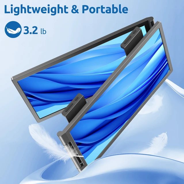 Alt view image 7 of 7 - Dual Laptop Screen Extender, 14" 1080P Portable Monitor, Type-C (No HDMI) Plug and Play for 13.3" - 16.1" Laptops, 270° Rotation Attachment Display for Windows/MacOS/Chrome Laptop Phone