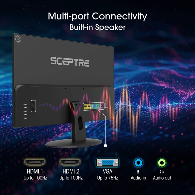 Alt view image 5 of 6 - New 27-inch Prime Monitor 100Hz HDMI x2 VGA 1ms 99% sRGB Eye-Care Build-in Speakers, Machine Black 2026 (E275W-19203R Series)