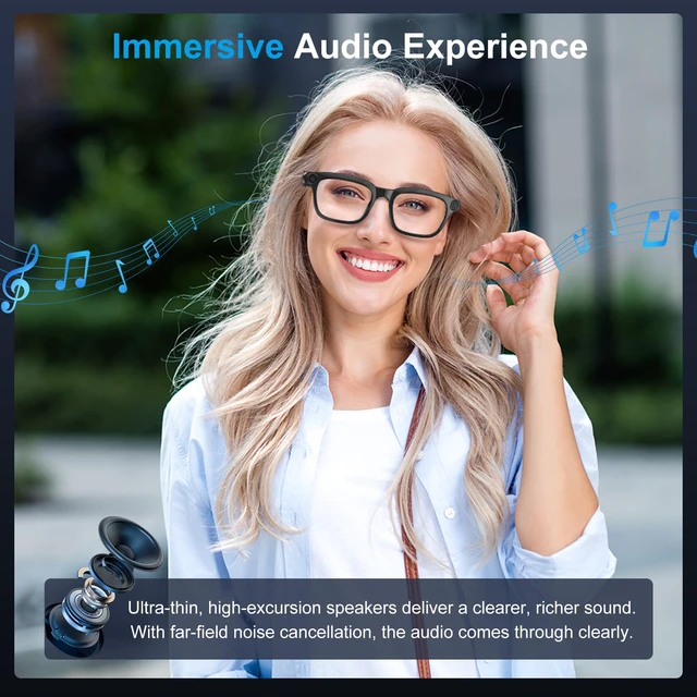 Alt view image 5 of 7 - AI Smart Glasses with 8MP Camera, 4K Video, Photo Capture, Real-Time Translation, Recording, AI Assistant, Open-Ear Audio, Bluetooth, Object Recognition, Replaceable Sunglasses Lenses for Men Women