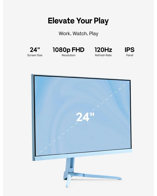Alt view image 3 of 7 - PX246 Wave Blue 24 inch 120Hz Refresh Rate FHD 1080p Resolution IPS Panel 4ms GTG Response Time Gaming Monitor with Adaptive Sync