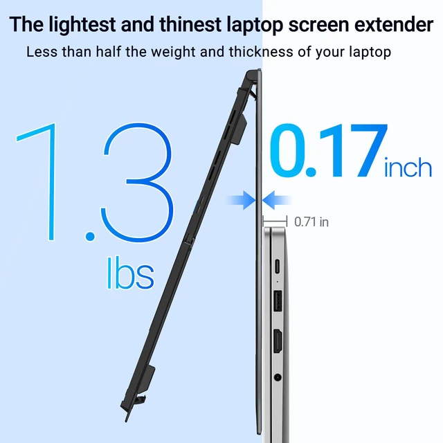 Alt view image 2 of 7 - Laptop Screen Extender, 14" FHD 1080P Laptop Monitor Extender, Ultra-Thin Portable Monitor for Laptop with USB-C/HDMI Port, Plug & Play for Windows/Mac/Android/Switch/PS5/Chrome