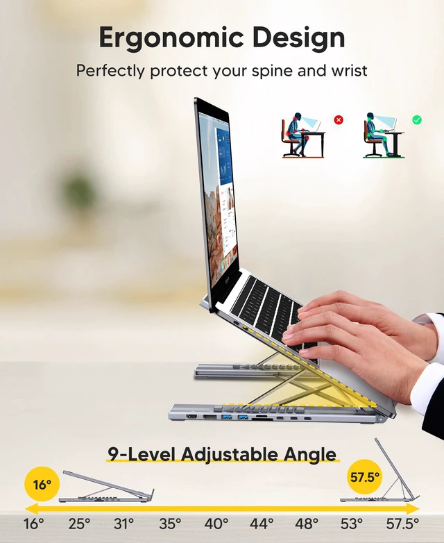 Alt view image 7 of 7 - USB C Laptop Docking Station Stand Dual Monitor, Single 8K for Windows DP 1.4 or Dual 4K for Win and Mac, 9 in 1 USB C Hub with HDMI+DP, 2*USB 3.0, PD 100W, USB C 3.0, SD/TF, Universal Dock Station